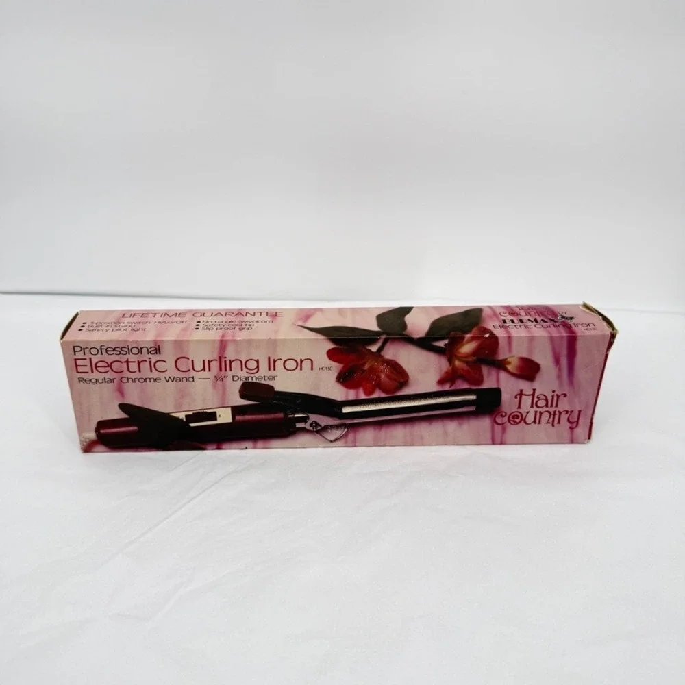 Hair Country‎ VTG Professional Electric Curling Iron NEW Chrome Wand Hair Tool